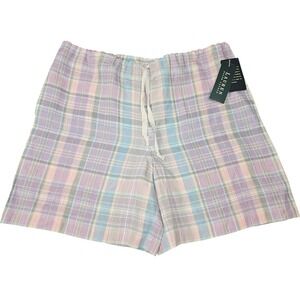 Lauren Ralph Lauren Linen Plaid Shorts Womens Medium Pastel Drawstring Waist
